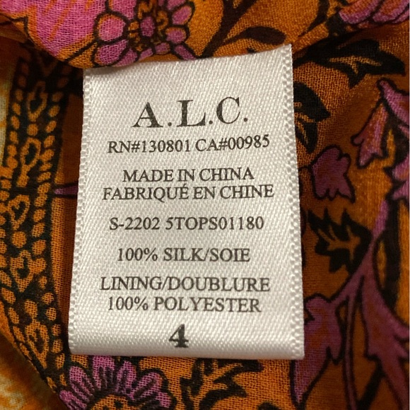 NWT A.L.C. Samara Pink and Orange Floral Print Top - Sz 4 - Picture 7 of 8